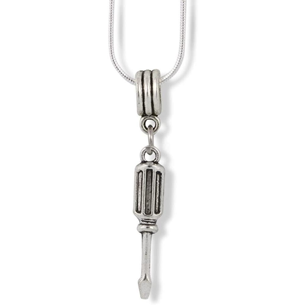 Screwdriver (Screw Driver) Slot Flathead Charm Necklace